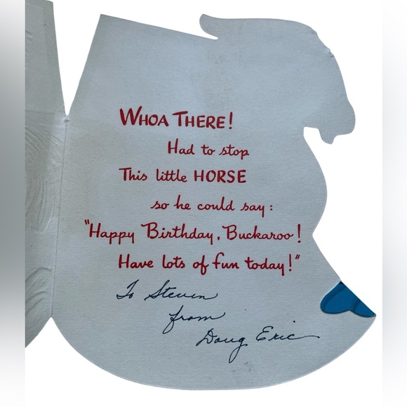 Vintage 1950’s Colorful Rocking Horse Birthday Card “Happy Birthday, Little Boy” - Picture 4 of 6